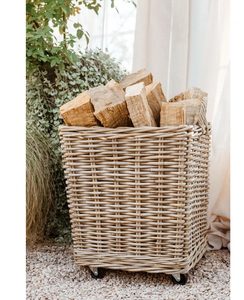Panier à linge en rotin tressé fait main avec roulettes et poignées, grand panier de rangement roulant pour vêtements, couvertures, jouets et organisation de la maison - Product Image 3