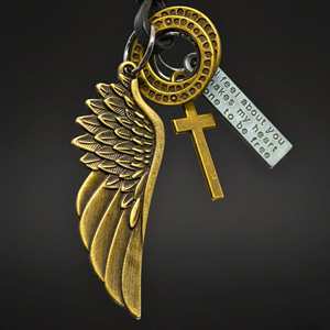 18K Gold Plated <b>Titanium</b> Steel Pendant with Adjustable Leather Rope for Men & Boys - Product Image 6