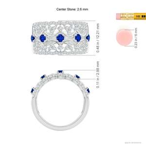 Bague en or massif 14 carats inspirée de l'Art Déco, saphir, filigrane large, faite à la main, bijoux fins personnalisés, pour mariage, fiançailles et occasions spéciales - Product Image 3