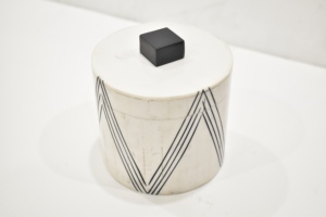 Geometric Pattern MDF Resin Storage <b>Box</b> with Lid Modern Round Decorative Organizer for Home - Product Image 2