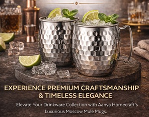 Taza Moscow Mule 500ml |   Taza de cóctel de acero inoxidable duradera con asa |   Bebidas Frías Estilo Americano con Diseño Martillado - Product Image 5