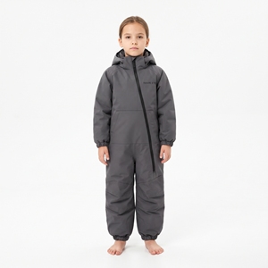 Combinaison de ski imperméable pour filles HAWK EYE, une pièce, avec capuche, fermeture éclair, gris, isolation synthétique - Product Image 4