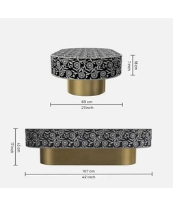 Table basse de luxe en os incrusté, forme personnalisée, fabriquée à la main, pour la décoration du salon, F S INTERNATIONAL, provenant de l'Uttar Pradesh - Product Image 4