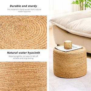 Poggiapiedi/Ottoman in Giacinto d'Acqua Naturale Intrecciato Fatto a Mano, Design Moderno Convertibile per Arredamento Casa e Uso Alberghiero - Product Image 3