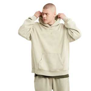 Sudadera con capucha de forro polar para hombre, lisa, holgada, 390GSM, cortavientos, cómoda, para pedidos al por mayor, de peso pesado, cálida, bajo MOQ, precio económico. - Product Image 1