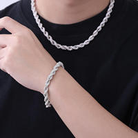 Collier unisexe chaîne torsadée Miami Cuban Link 7,5 mm en argent S925 avec diamants Moissanite VVS, style Hip Hop, le plus vendu