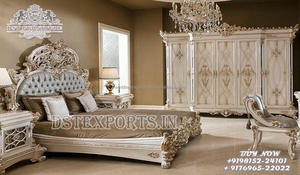 Cama y Mesitas de Noche de Madera de Teca Tallada Moderna, Ligera y Lujosa, Muebles de Dormitorio con Aspecto Real - Product Image 5