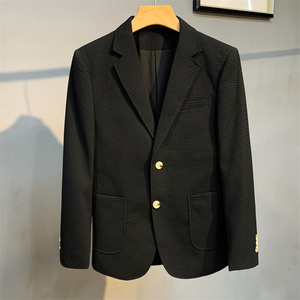 Veste de smoking formelle décontractée pour homme, style britannique, rayée, coupe ajustée, en tissu gaufré, 2022, 4XL-M - Product Image 5