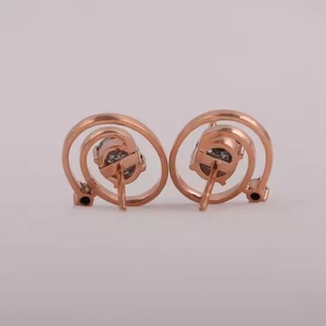 <b>Rose</b> Gold Manufactured Luxury Moissanite Round Cut Diamond Earrings for Women Certified Sustainable Fine Available For Sale - Product Image 2