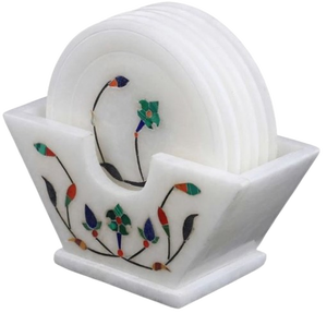 2025 Top bán đá cẩm thạch Inlay đá Bảng trang trí nội thất đế lót ly Set đứng thiết kế mới giá Bán Buôn Đồ dùng nhà bếp cà phê Thảm miếng đệm - Product Image 2