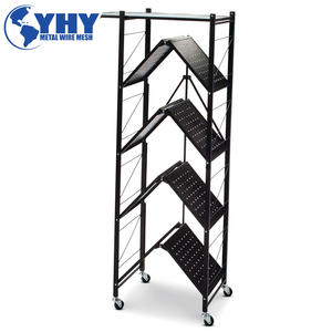 Estante <span class=keywords><strong>de</strong></span> almacenamiento <span class=keywords><strong>de</strong></span> metal plegable <span class=keywords><strong>de</strong></span> 5 niveles, estante independiente con ruedas - Product Image 3