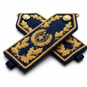 Custom Gold Bullion Wire Hand Embroidery Shoulder Epaulettes Navy Blue <b>Felt</b> Uniform <b>Boards</b> Accessories - Product Image 4
