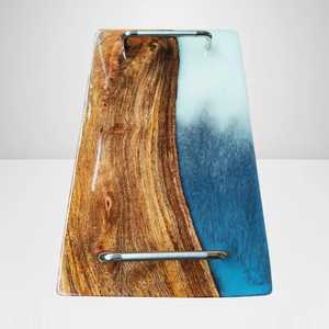 Luxury Handmade Resin Art Wooden Display Tray with Sleek Gold Metal Handles for Dining <b>Table</b>, Ottoman & <b>Coffee</b> <b>Table</b> Styling - Product Image 6
