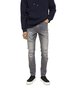 กางเกงยีนส์เดนิมสีเทาทรงสลิมฟิตสำหรับผู้ชายรุ่นล่าสุด ดีไซน์ใหม่ล่าสุด กางเกงยีนส์เดนิมขาด/ทำสีเอซิดสำหรับผู้ชาย - Product Image 1
