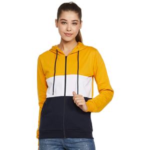 Vente en gros de sweat à capuche pour femme avec fermeture éclair, 100% coton polaire, logo personnalisé, impression brodée, manches complètes - Product Image 1