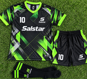 Maillot de football noir et vert, dernier imprimé géométrique, manches courtes, col rond, coupe athlétique pour homme, toutes saisons, logos de club sublimés - Product Image 6