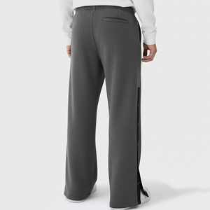 Custom Snap Button Track Pants Wide Leg Sweatpants Premium Polyester Training <b>Trousers</b> Casual Streetwear Men's - Product Image 2