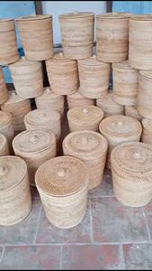 Cestas Redondas Plegables Hechas a Mano, Modernas Cestas de Mimbre y Ratán para Almacenamiento de Ropa, Decoración del Hogar y Organización, con Tapas - Product Image 6