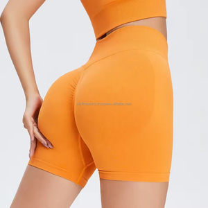 Short de sport d'été de haute qualité pour femmes Jogger en nylon personnalisé Tie Dye avec short de motard doux Logo Decor taille haute entraînement Yoga - Product Image 2