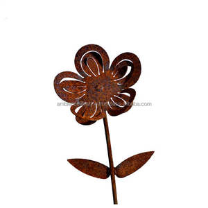 Piquets de jardin artistiques en métal résistant à la rouille pour la décoration de la pelouse, supports de plantes en fer robustes, fournitures d'aménagement paysager - Product Image 1