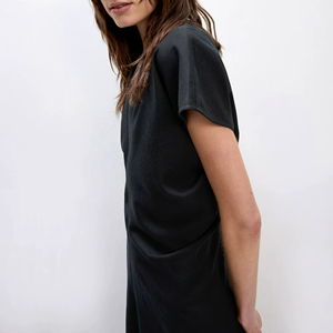 เดรสทรงเอผ้าฝ้ายสำหรับผู้หญิง แขนสั้น เอวจีบ ระบายอากาศได้ดี เป็นมิตรกับสิ่งแวดล้อม เหมาะสำหรับใส่ทุกวัน - Product Image 6