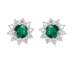 925 Silver Cultivated <b>Emerald</b> Earrings Shining Romantic Engagement Daily Party Surprise Gift for Girls L - Product Image 1