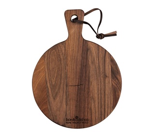 เขียงไม้ทรงกลมทำจากไม้กระถินพร้อมหูจับ สำหรับอาหาร ผลไม้ ถาดไม้สำหรับพิซซ่า ถาดเสิร์ฟตกแต่ง - Product Image 1