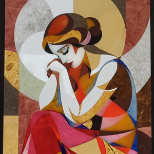 Figura Decorativa de Mujer Abstracta en Mármol con Incrustaciones de Piedra Dura Pulida, Hecha a Mano, Arte de Pared Contemporáneo de Piedra Semipreciosa de Lujo - Product Image 3