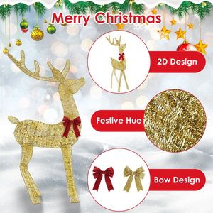 8 Lighting Mode Christmas Lighted Reindeer Sleigh Display Indoor Outdoor Christmas Decoration with LED Lights - Product Image 4