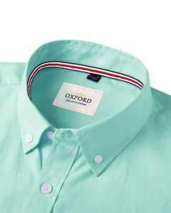 Chemise décontractée pour homme en lin et coton satiné tricoté respirant, anti-plis, à col rabattu, manches longues, boutonnage simple, couleur unie, idéale pour l'été - Product Image 2