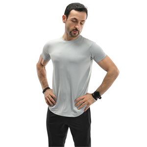 T-shirt gris à manches courtes pour homme, col rond, coupe ajustée, uni, décontracté, basique, couleur unie, haut de tous les jours, léger, vêtements pour homme - Product Image 5
