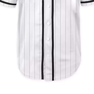 Men's <b>White</b> Striped Baseball Jersey Short Sleeve <b>Button</b> Front Moisture Wicking Sublimated Print Regular Fit Adult Apparel ODM - Product Image 5