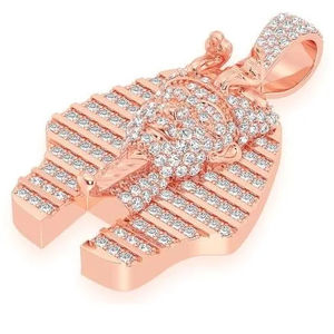 925 Sterling <b>Silver</b> Rhodium Plated Cartoon Egyptian Pharaoh Hip Hop Customizable Iced Moissanite Charm Pendant <b>Necklace</b> Unisex - Product Image 6