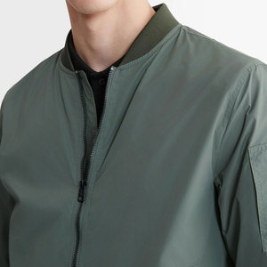 Blouson bomber beige pour homme, fermeture éclair, col montant, toile, vêtement d'hiver décontracté - Product Image 5