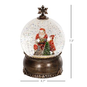 Globo di Neve Musicale Illuminato a Batteria con Glitter Rotolanti, Decorazione Natalizia con Finitura Bronzo - Product Image 3