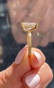 Anillo de Compromiso y Boda Clásico para Mujer, con Diamante Cultivado en Laboratorio, Corte Radiante, Certificado IGI, Chapado en Oro Amarillo de 18K, 4-5g, para Uso Diario - Product Image 3