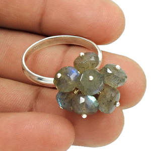 <b>925</b> Sterling <b>Silver</b> Classic Rugged Multi Labradorite Gemstone <b>Ring</b> Handmade Beaded Gemstone Engagement <b>Ring</b> At Reasonable Price - Product Image 2