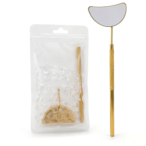 Premium Personalized Stainless Steel Gold-Plated Wall-Mounted Cosmetic <b>Mirror</b> Slim Handle for Precision Lash Application - Product Image 6