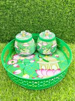 Antiques India Art Deco Pot en métal avec couvercle, coffret cadeau pour Diwali et Ramadan