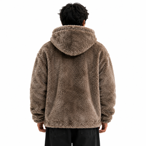 Quarter Zip Custom Embroidered Logo Men's Hoodies Sherpa Fleece Pullover Front Pocket Relaxed Streetwear Casual Winter Wear USA - Product Image 2