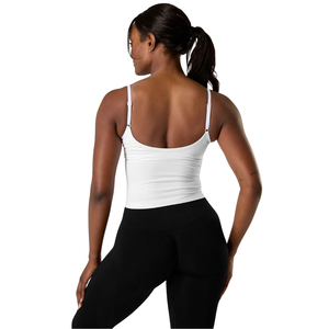 Womens Seamless Support Tank White <b>Built</b> <b>In</b> <b>Bra</b> Low Impact Stretch Fit Yoga Gym Training Activewear <b>Top</b> - Product Image 3