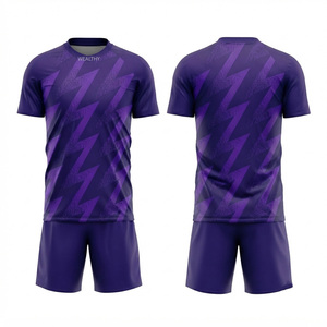 Conjunto de Camiseta de Fútbol para Hombre, Estampado Geométrico Morado, Sublimado, Secado Rápido, Transpirable, Manga Corta, Uniforme Deportivo, Ajuste Atlético, para Todas las Temporadas - Product Image 5