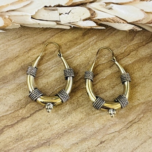 Pendientes de Aro de Latón con Diseño Único 2026, Estilo Bohemio, Plateados/Dorados, Acabado de Latón Antiguo, Joyería Étnica para Mujer, Ideales para Fiestas - Product Image 1
