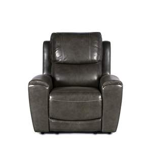 Poltrona elettrica in pelle in stile contemporaneo con poggiagambe e poggiatesta articolato pulsante di ricarica per la casa - Product Image 1