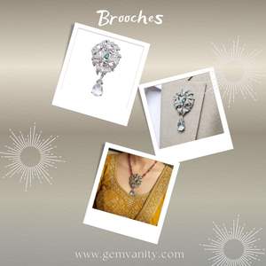 Gold-Plated Emerald Diamond and Aquamarine Unisex Brooches aka Necklaces - Product Image 5