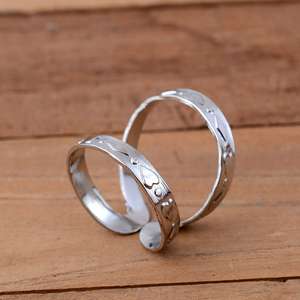 SHYAM JEWELRS Handmade Luxury Unisex Heart & Diamond Pattern Silver Wrap <b>Ring</b> <b>Adjustable</b> Finger Splint for Arthritis - Product Image 4
