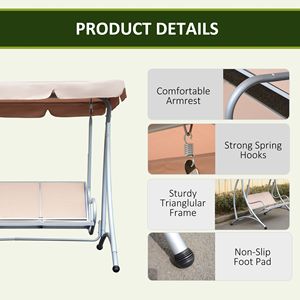 Sedia a Dondolo Contemporanea per Esterni e Interni, per Soggiorno, Hotel, Parco, Palestra, con Telaio in Acciaio, Moderna, in Legno, Metallo, Poliestere PE - Product Image 5