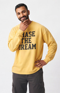 T-shirt à manches longues pour homme, col rond, coupe ample, en coton épais, épaules tombantes, style streetwear, imprimé - Product Image 6