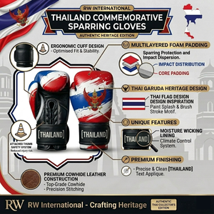 Gants de boxe personnalisés légers avec design du drapeau thaïlandais, en cuir de vachette de qualité supérieure pour le Muay Thai et l'entraînement professionnel, unisexe - Product Image 3