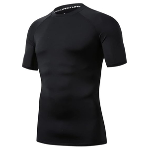 OEM Men Rash Guard Compression <b>T</b> Shirt Short Sleeve Swim Shirt UV Protection Custom Branding Wholesale - Product Image 1
